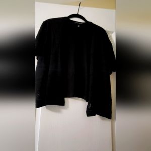 Black crochet shrug from Lane Bryant.